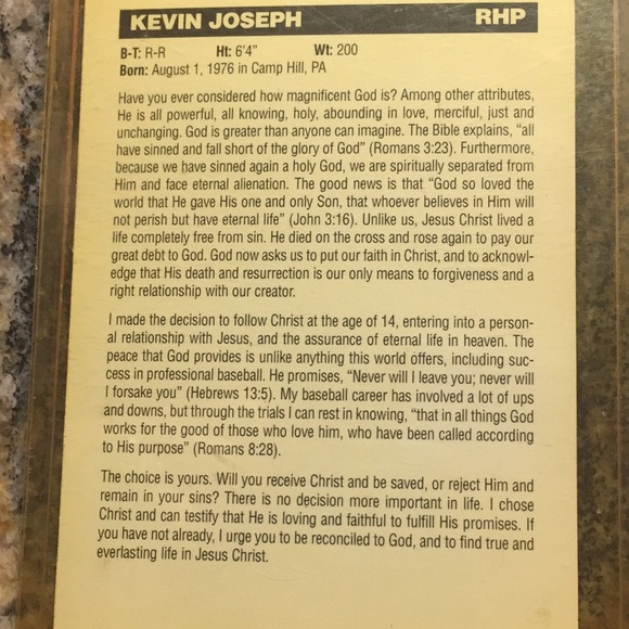 Kevin Joseph signed baseball card - Picture 2 of 2